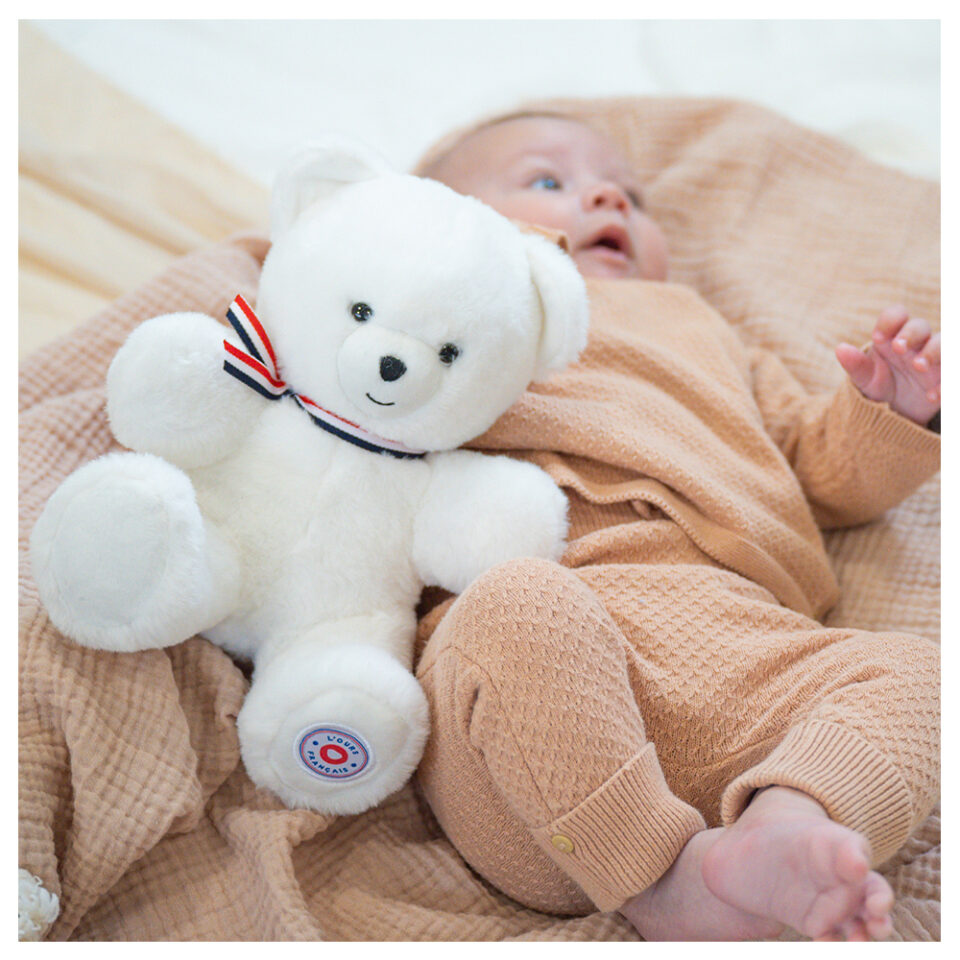 L'ours français - petit ours blanc 25cm avec bébé