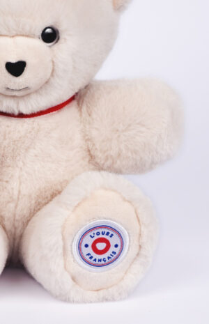 petit ours en peluche ivoire zoom poil doux