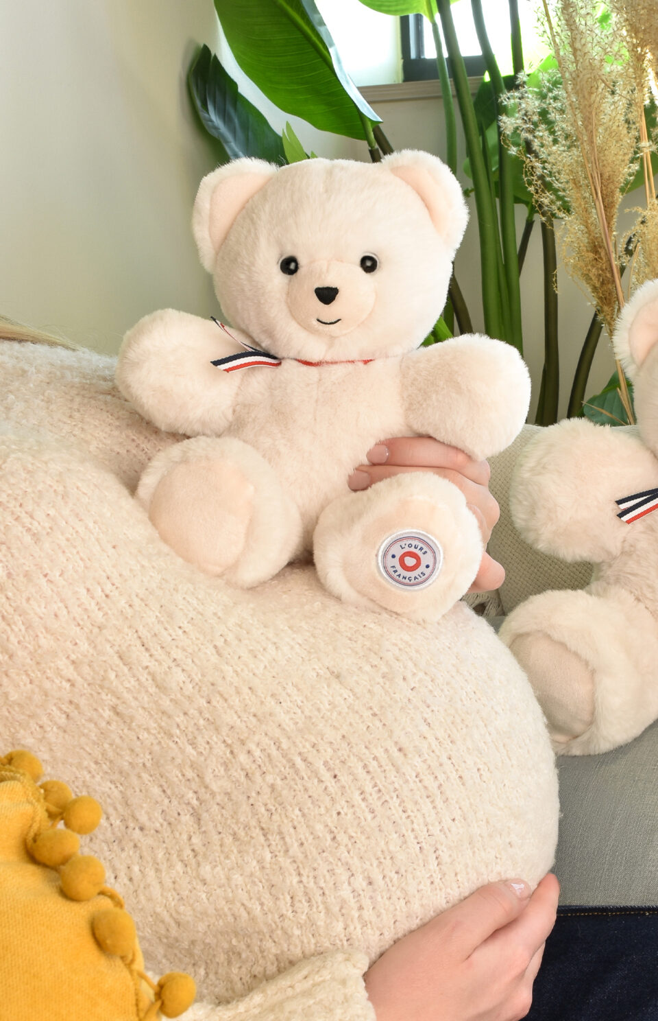 Peluche articulée ivoire 25 cm – Ours Maïlou made in France