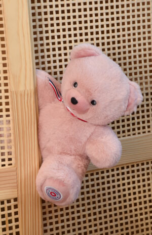 Petit Ours Rose articulé Fleximoov® avec sac offert – Peluche fabriquée en France