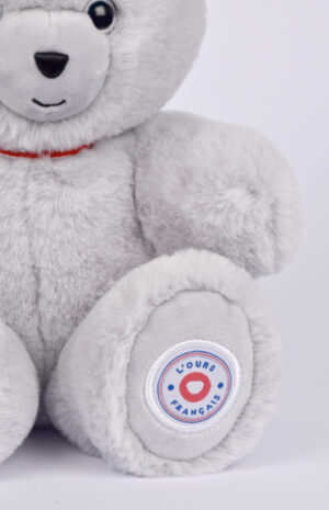 petit ours en peluche gris zoom poil doux