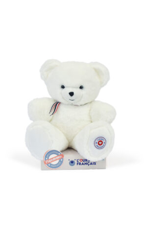 Peluche ours blanc 35 cm faite main en Bretagne