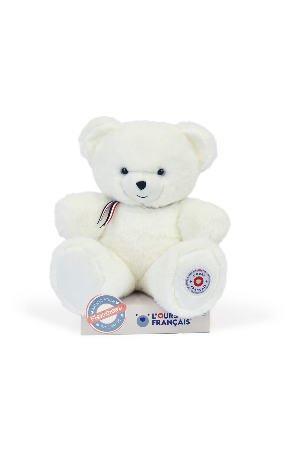 Peluche ours blanc 35 cm faite main en Bretagne