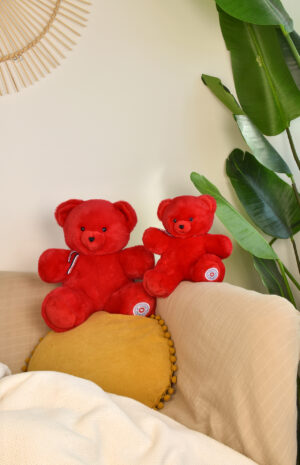 Peluche artisanale ours rouge Fleximoov® 35 cm