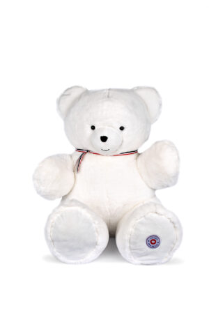 Peluche Ours Français blanc 80 cm made in France