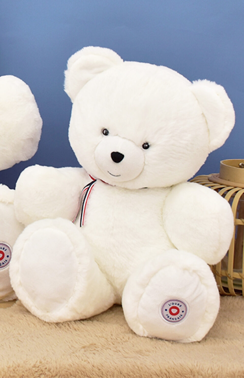 Ours Français blanc 80 cm articulé Fleximoov®, peluche géante fabriquée en France