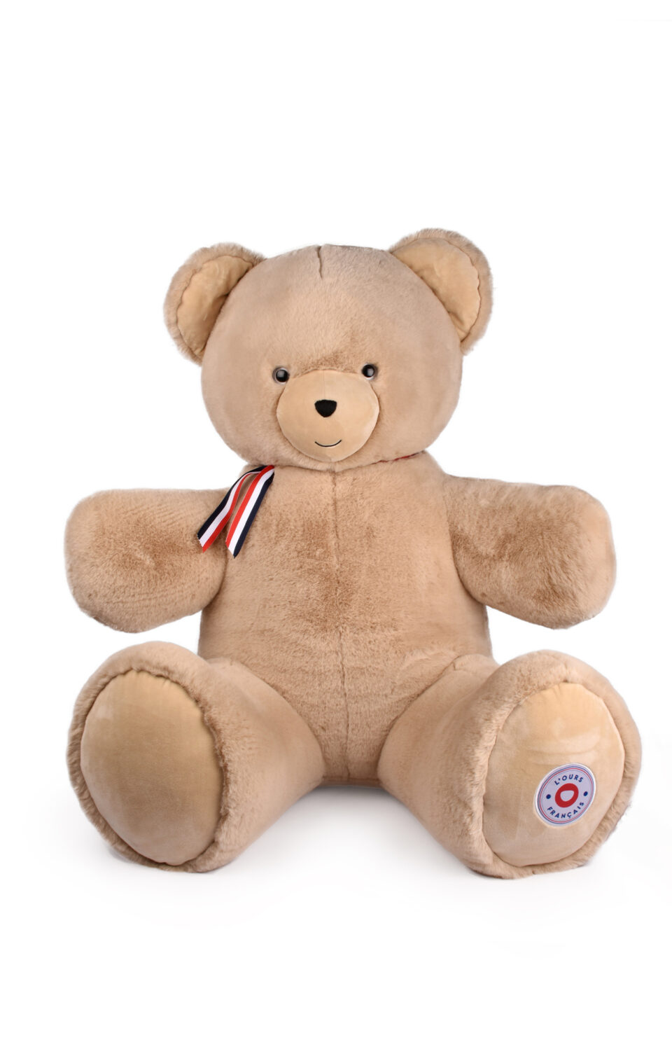 Ours en peluche français géant 1 mètre beige