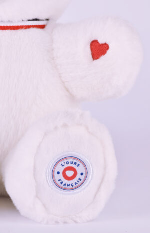 L' OURS Français Musical "TAM TAM" blanc (non articulé)