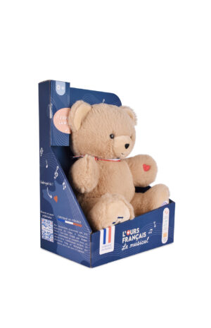 L’Ours Français Musical « TAM TAM » beige – 30 cm