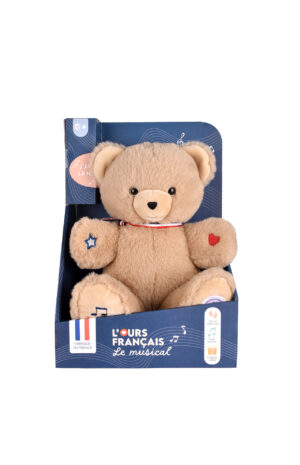 L’Ours Français Musical « TAM TAM » beige – 30 cm