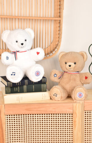 L’Ours Français Musical « TAM TAM » beige – 30 cm